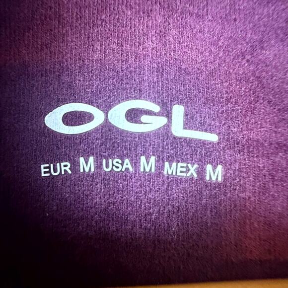 OGL Move Eco Mousse Placket Top Womens Medium Purple Stretch Asymmetrical Button - Picture 3 of 7